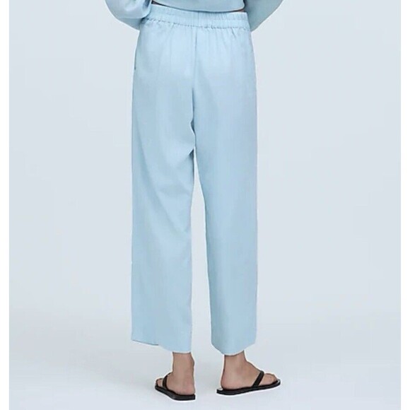 MADEWELL Pull-On Straight Crop Pants Linen Blend Blue Heron Women's 14 NWT - Picture 2 of 12